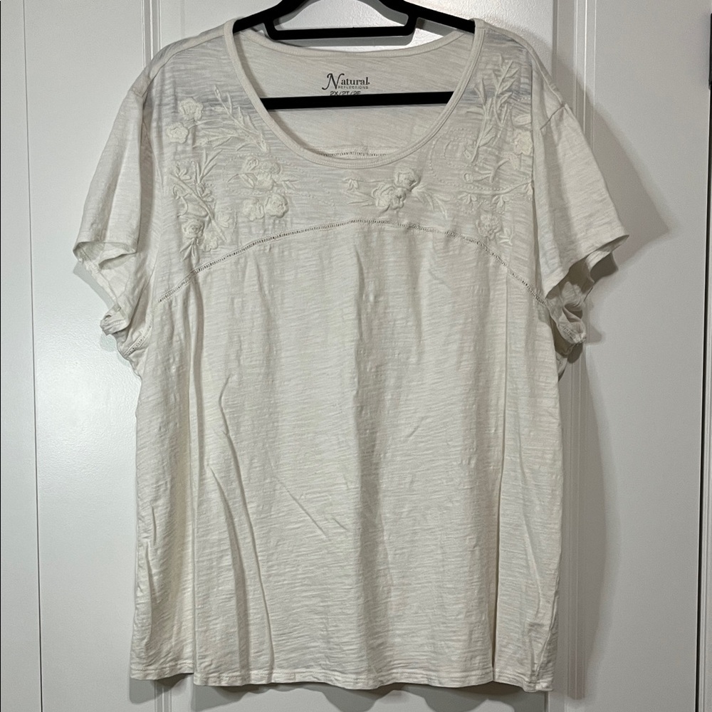 Natural Reflections Women's White Embroidered Tee